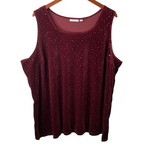 Susan Graver Sleeveless Velvet Shimmer Polka Dot Shell Tank Top Stretch Career - Picture 1 of 12